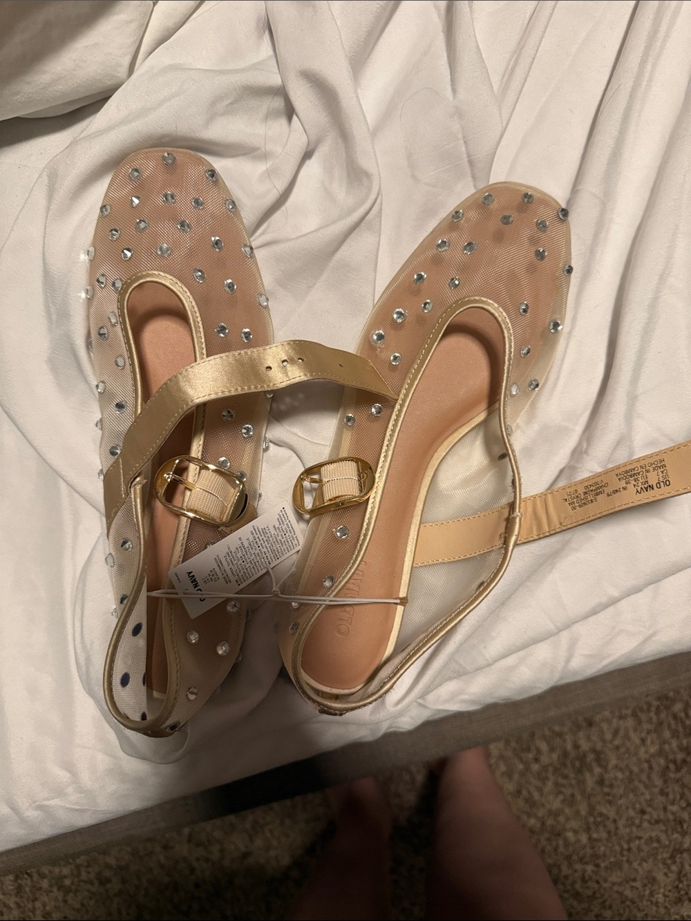 Old Navy Nude Beaded Mary Jane Flats - Picture 2 of 7